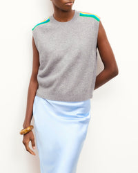 Pull sans manches multicolore en cachemire - Gris Chiné Foncé