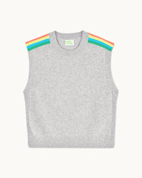 GRIS CHINE FONCE / NEW / QTY : 52 / Pull Sans Manches Bandes Multicolores - Gris Chine Fonce