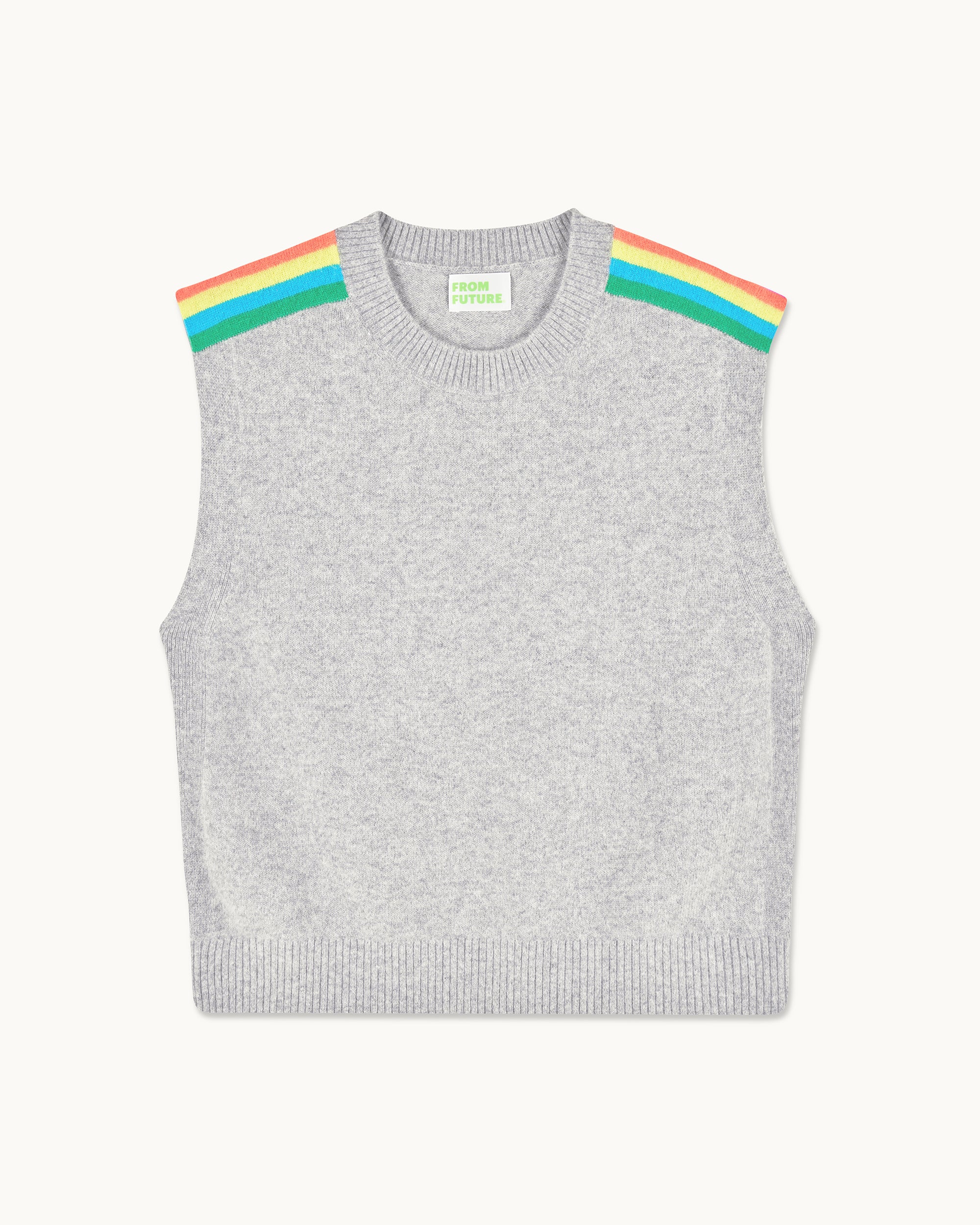 GRIS CHINE FONCE / NEW / QTY : 52 / Pull Sans Manches Bandes Multicolores - Gris Chine Fonce