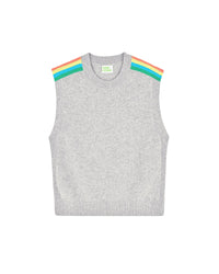 Pull sans manches multicolore en cachemire - Gris Chiné Foncé