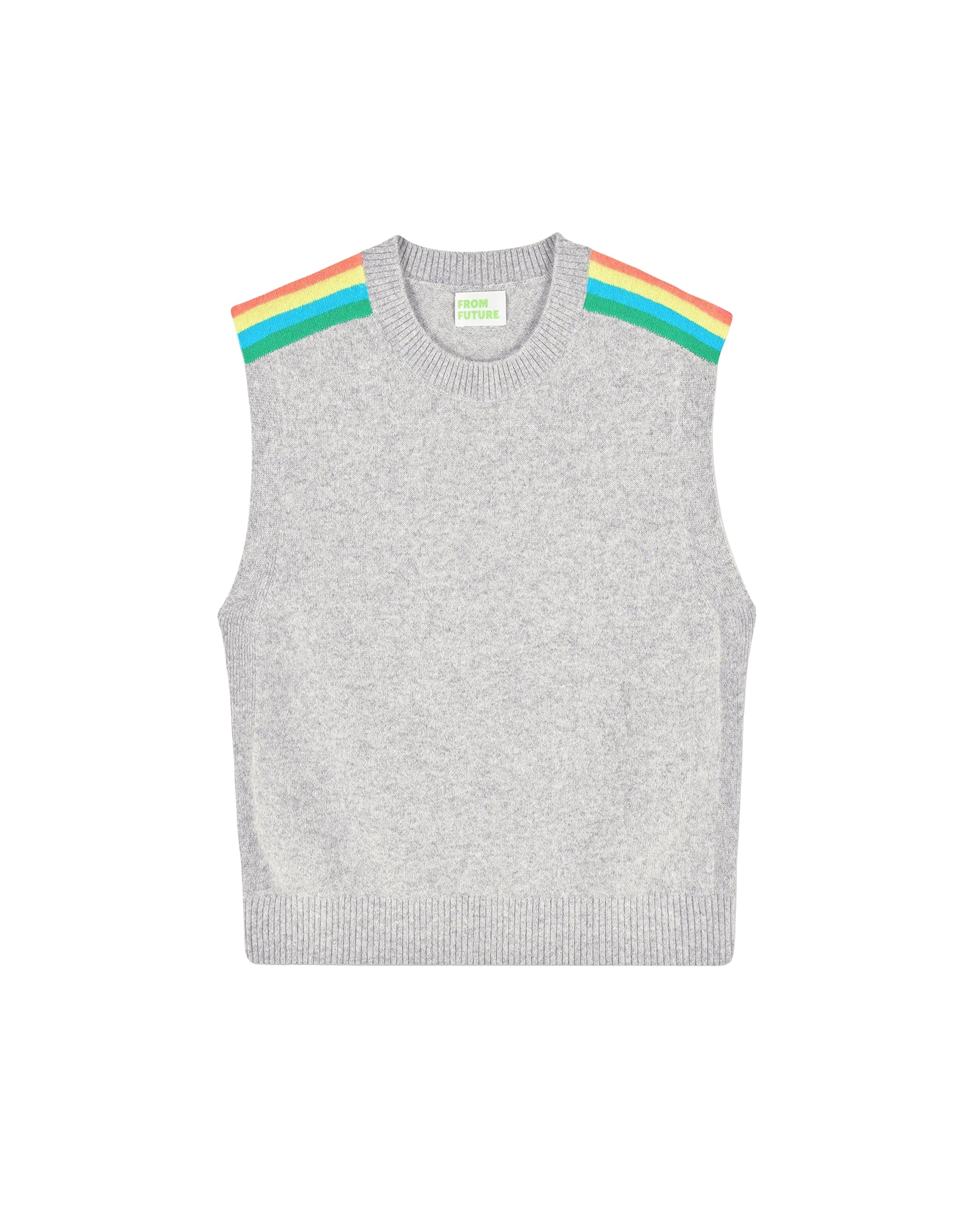 Pull sans manches multicolore en cachemire - Gris Chiné Foncé