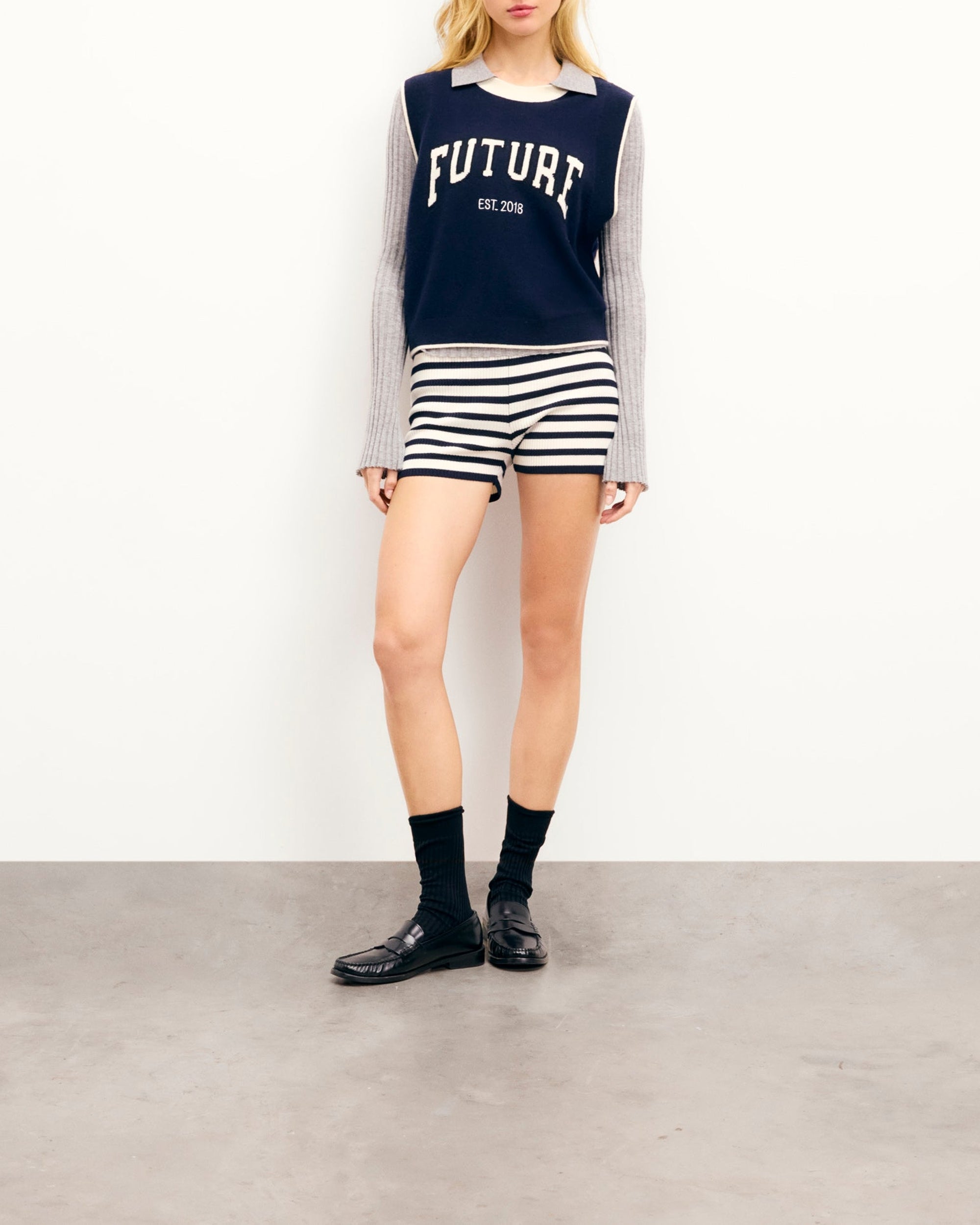 Pull sans manches Future en cachemire - Navy