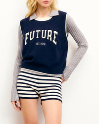 Pull sans manches Future en cachemire - Navy