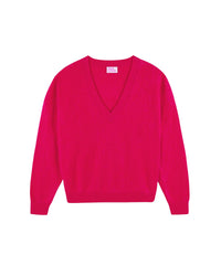 Pull à col V en cachemire brossé - Tropical Raspberry