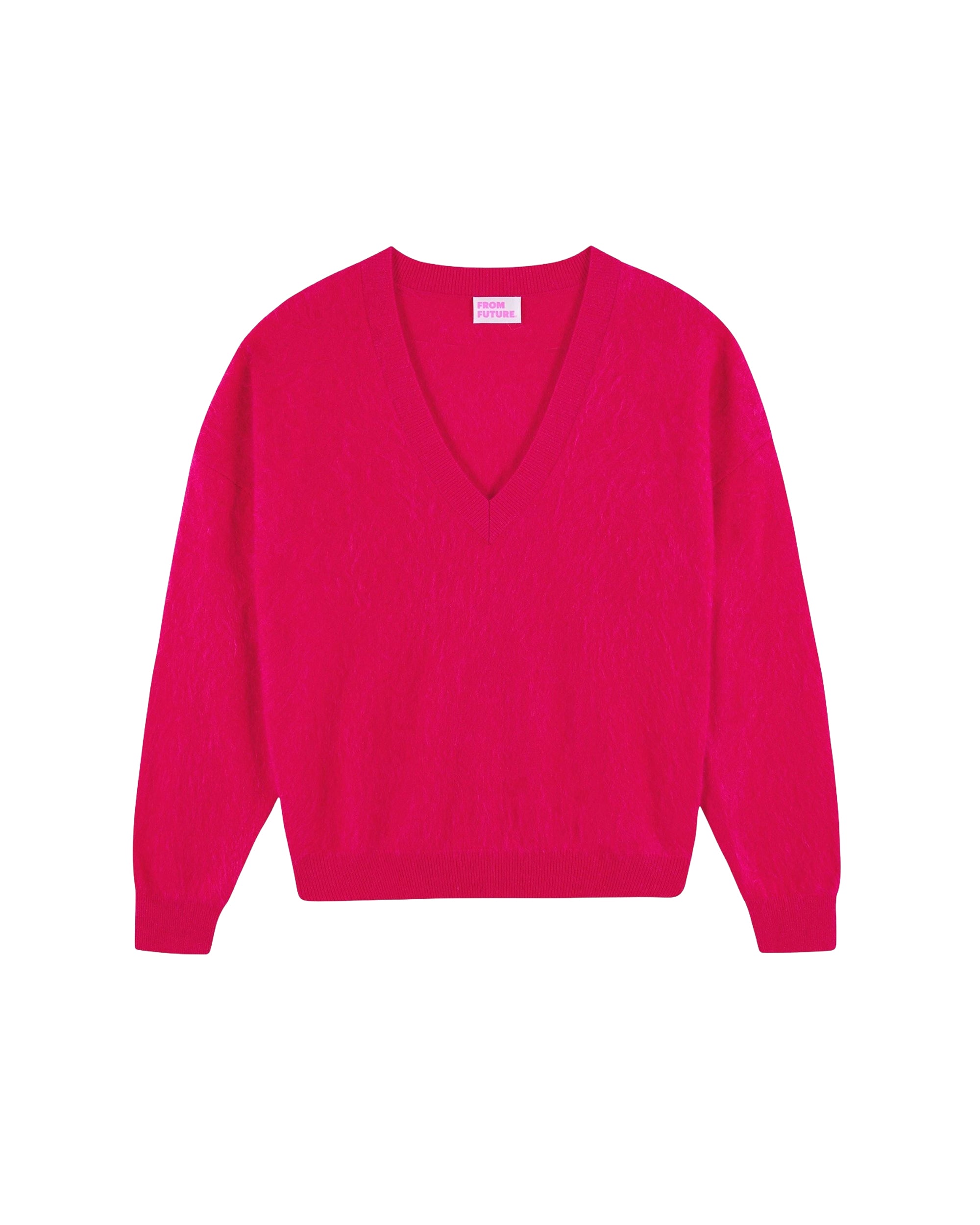 Pull à col V en cachemire brossé - Tropical Raspberry