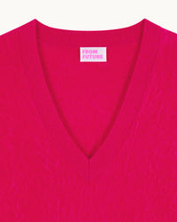 TROPICAL RASPBERRY / NEW / QTY : 30 / Pull Col V Cachemire Brossé - Tropical Raspberry