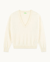 ECRU / NEW / QTY : 38 / Pull Col V Cachemire Brossé - Ecru