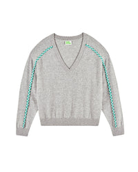Pull à col V en cachemire - Gris Chiné Foncé