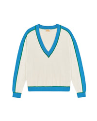 Pull à col V en laine - Ecru