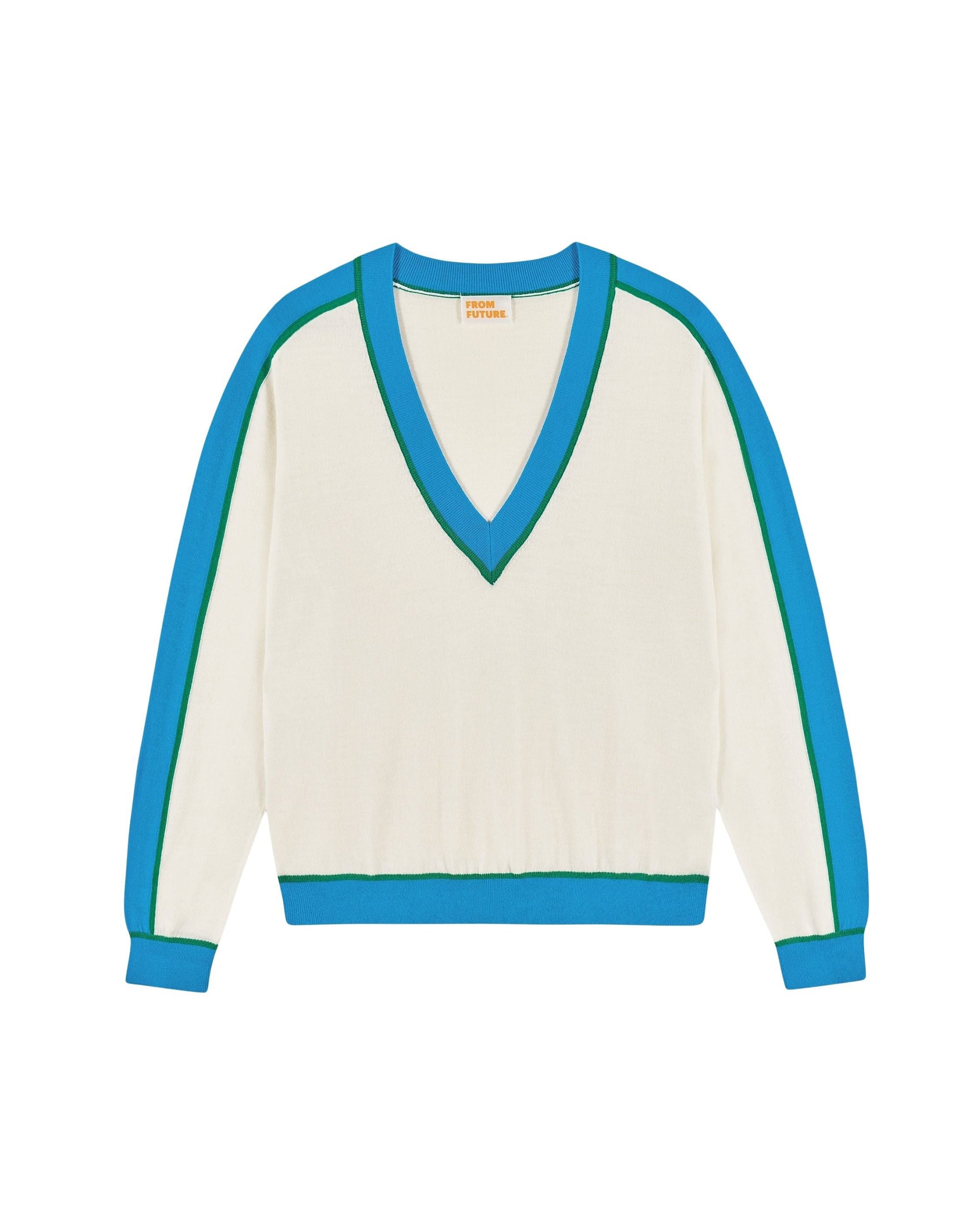 Pull à col V en laine - Ecru
