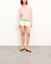 Pull à col V en cachemire - Sky Pink