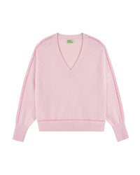 Pull à col V en cachemire - Sky Pink