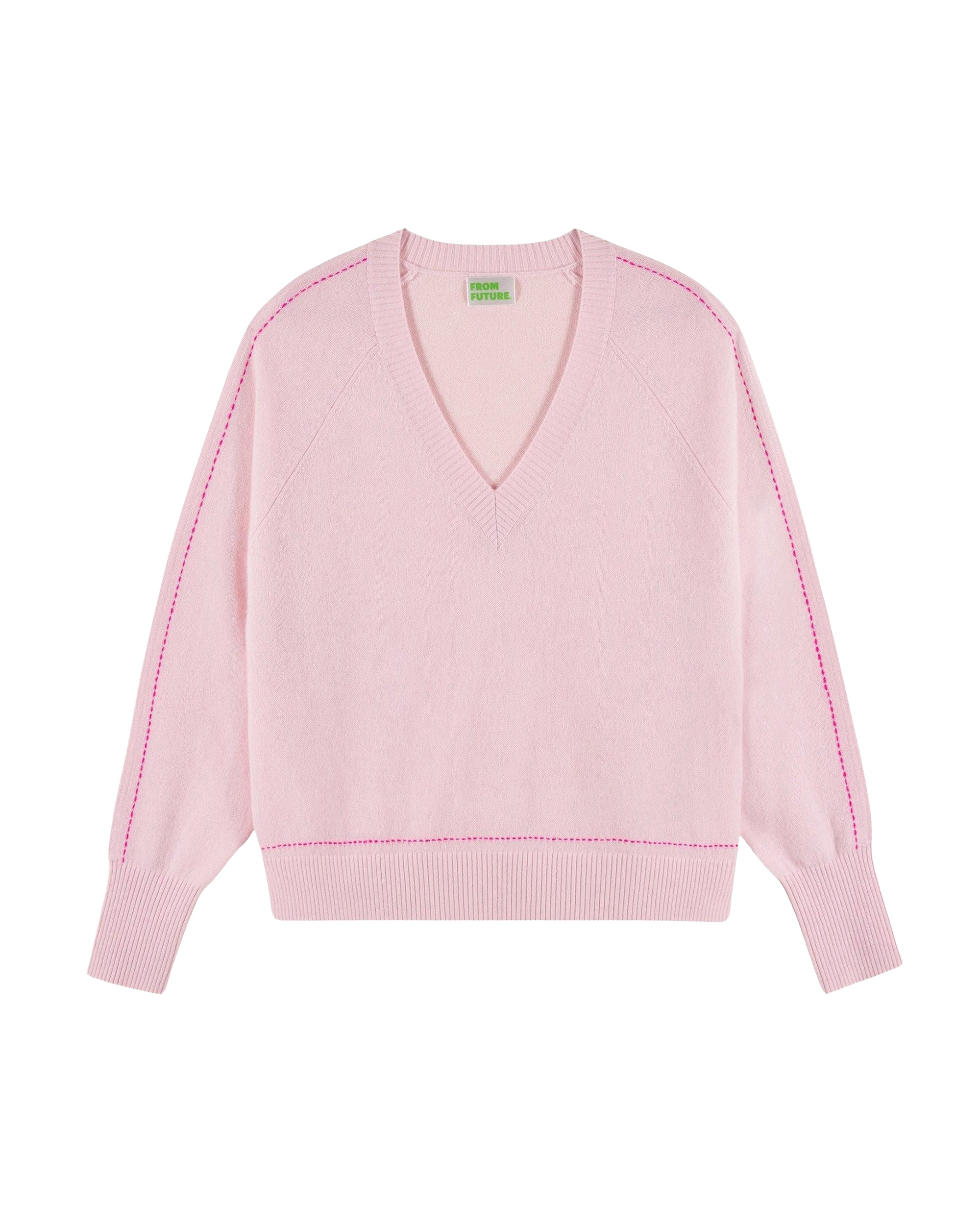 Pull à col V en cachemire - Sky Pink