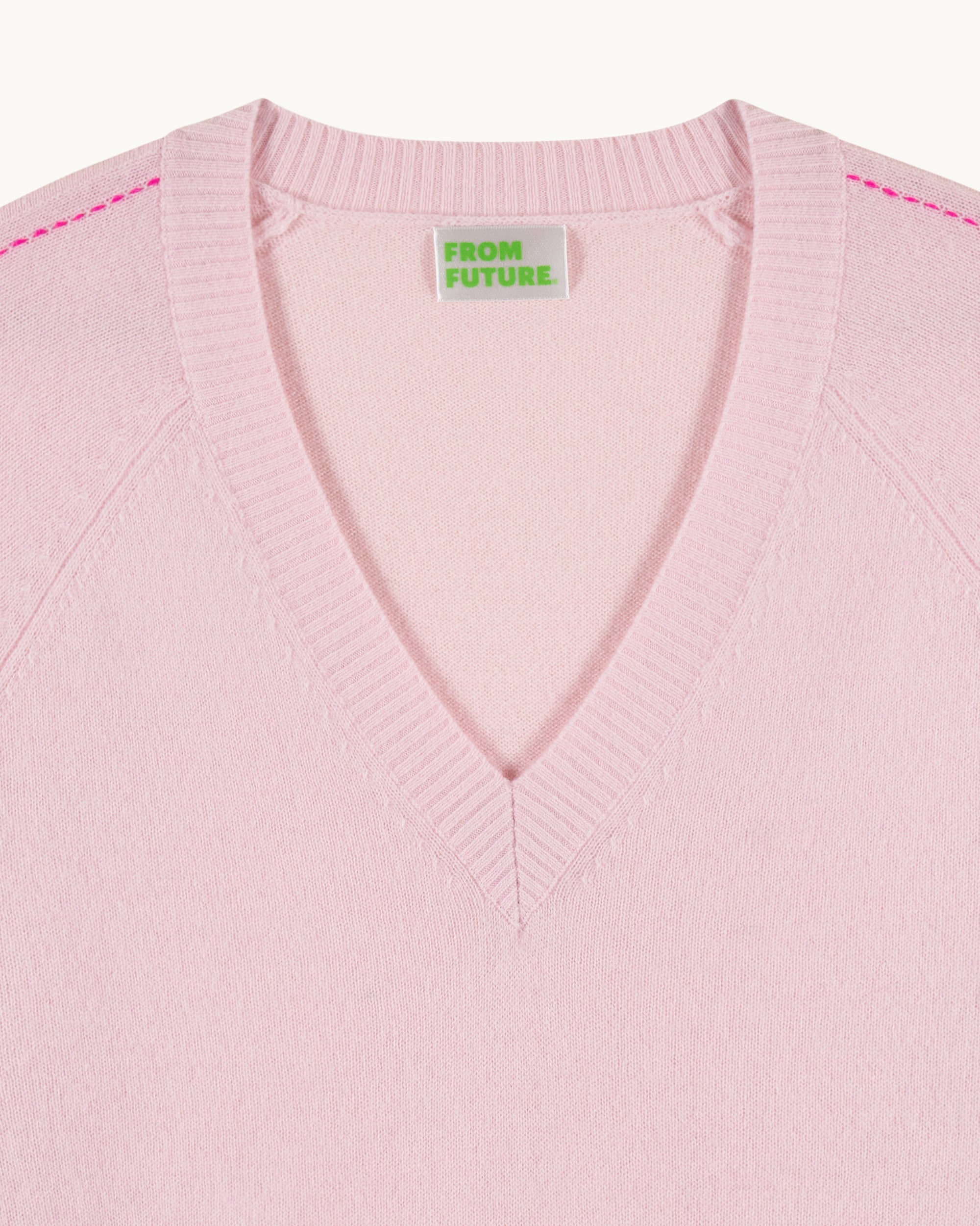 Pull à col V en cachemire - Sky Pink