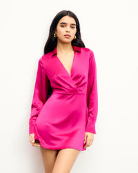 TROPICAL RASPBERRY / NEW / QTY : 124 / Robe Courte Manches Longues Bella - Tropical Raspberry
