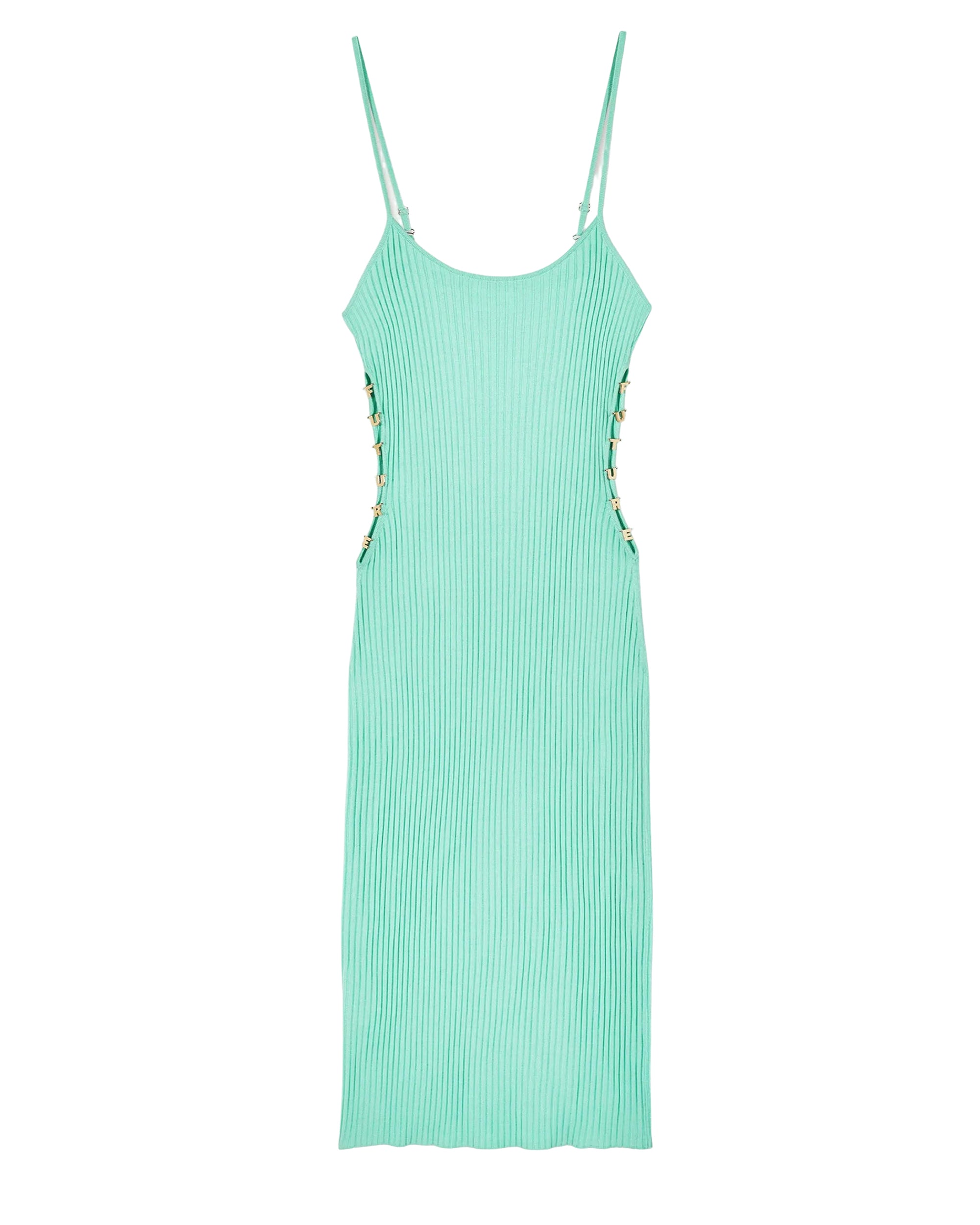 F.u.t.u.r.e long dress with straps in wool - Aqua Green