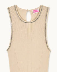 Maxi dress with wool straps - Light Beige