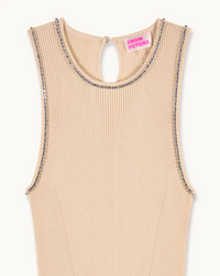 LIGHT BEIGE / NEW / QTY : 84 / Robe Longue Bretelles Strass - Light Beige