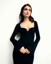 NOIR / NEW / QTY : 50 / Robe Longue Manches Longues Bijoux Cœur - Noir