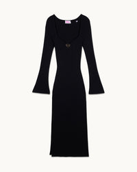 NOIR / NEW / QTY : 50 / Robe Longue Manches Longues Bijoux Cœur - Noir