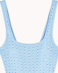 BABY BLUE / NEW / QTY : 29 / Robe Courte Bretelles Strass - Baby Blue