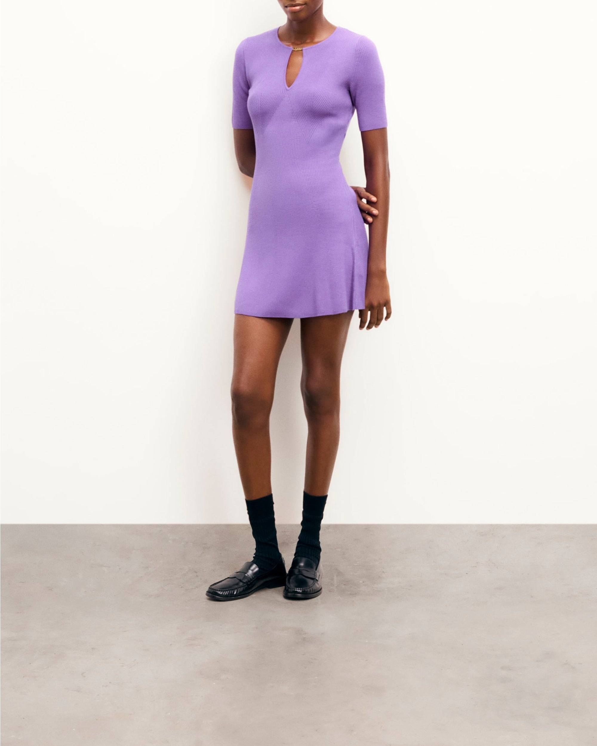Robe courte bijoux future en laine - Spicy Lilac