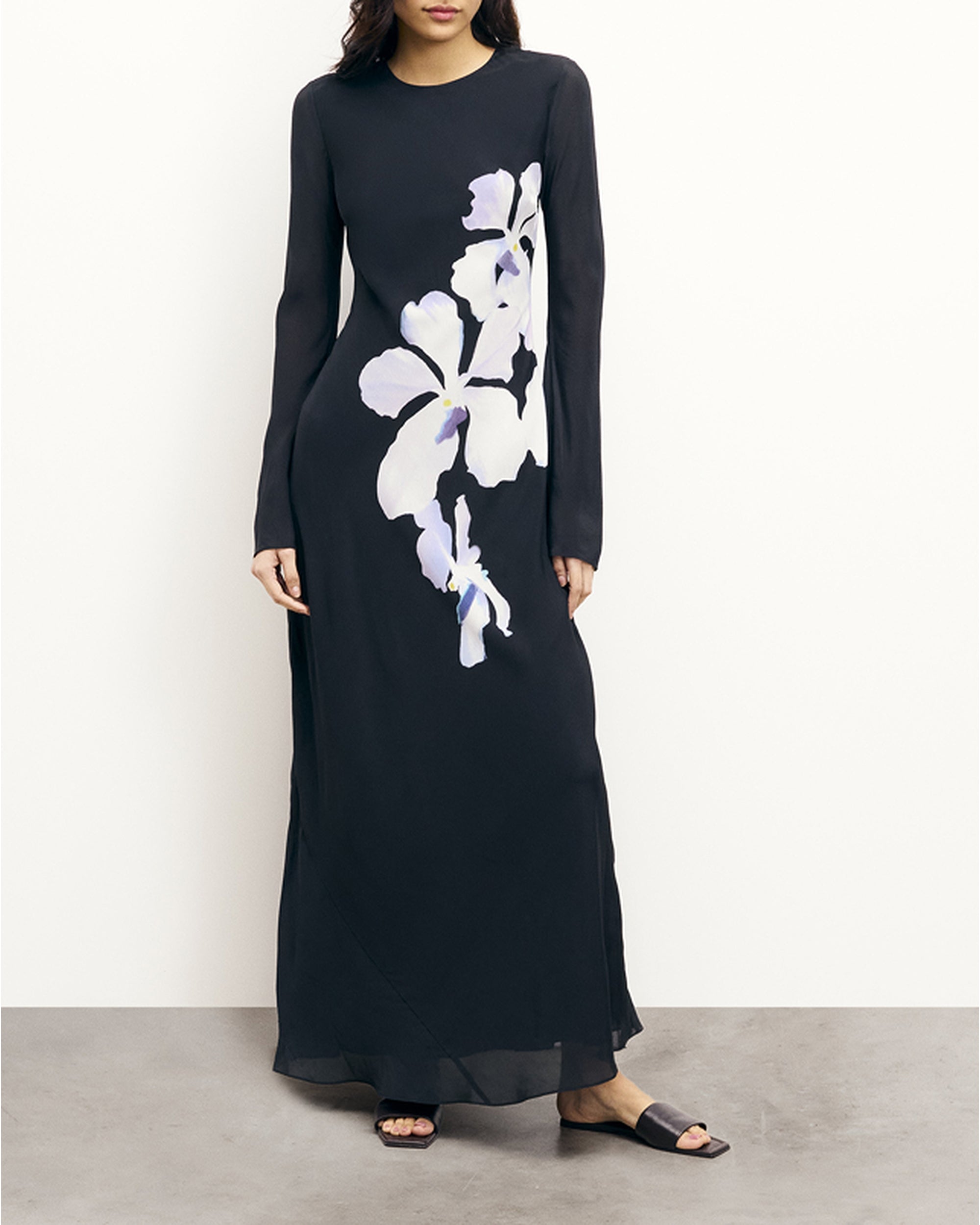 Robe longue Marlow - Big Black Orchid