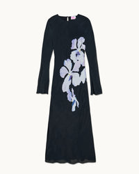 BIG BLACK ORCHID / NEW / QTY : 57 / Robe Longue Manches Longues Marlow - Big Black Orchid