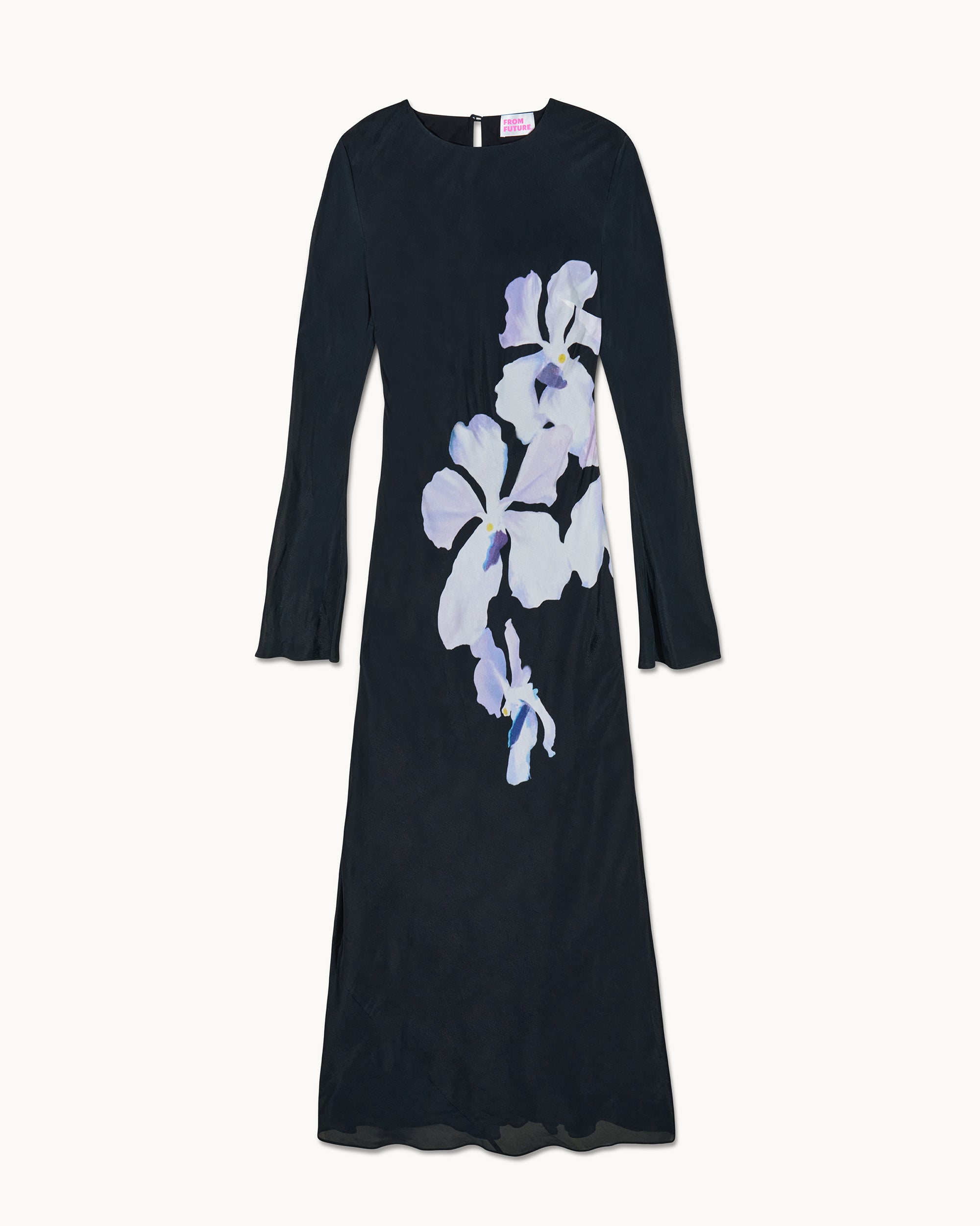 BIG BLACK ORCHID / NEW / QTY : 57 / Robe Longue Manches Longues Marlow - Big Black Orchid