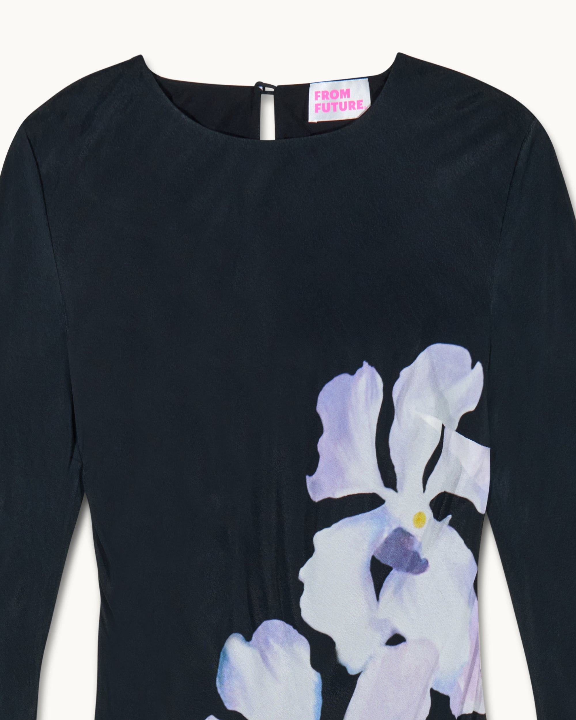 BIG BLACK ORCHID / NEW / QTY : 57 / Robe Longue Manches Longues Marlow - Big Black Orchid