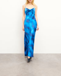 Robe longue à bretelles Mazal en soie - Fuzzy Blue