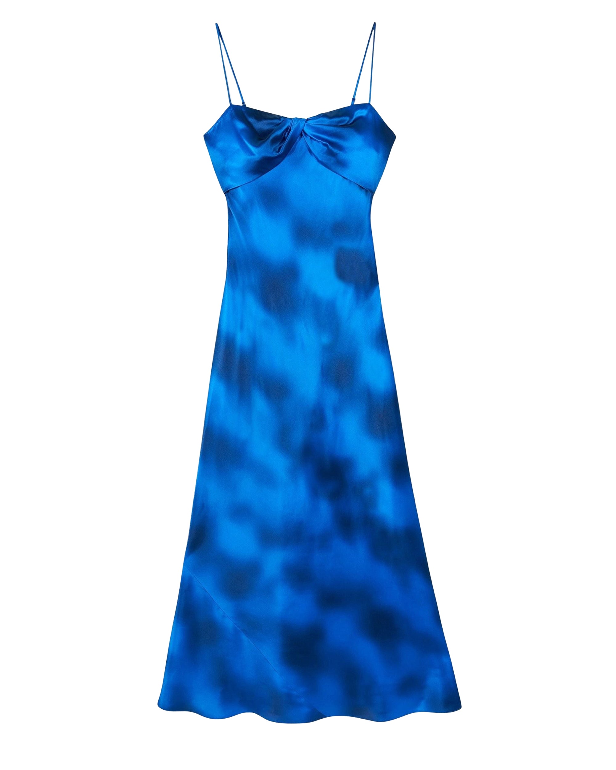 Robe longue à bretelles Mazal en soie - Fuzzy Blue