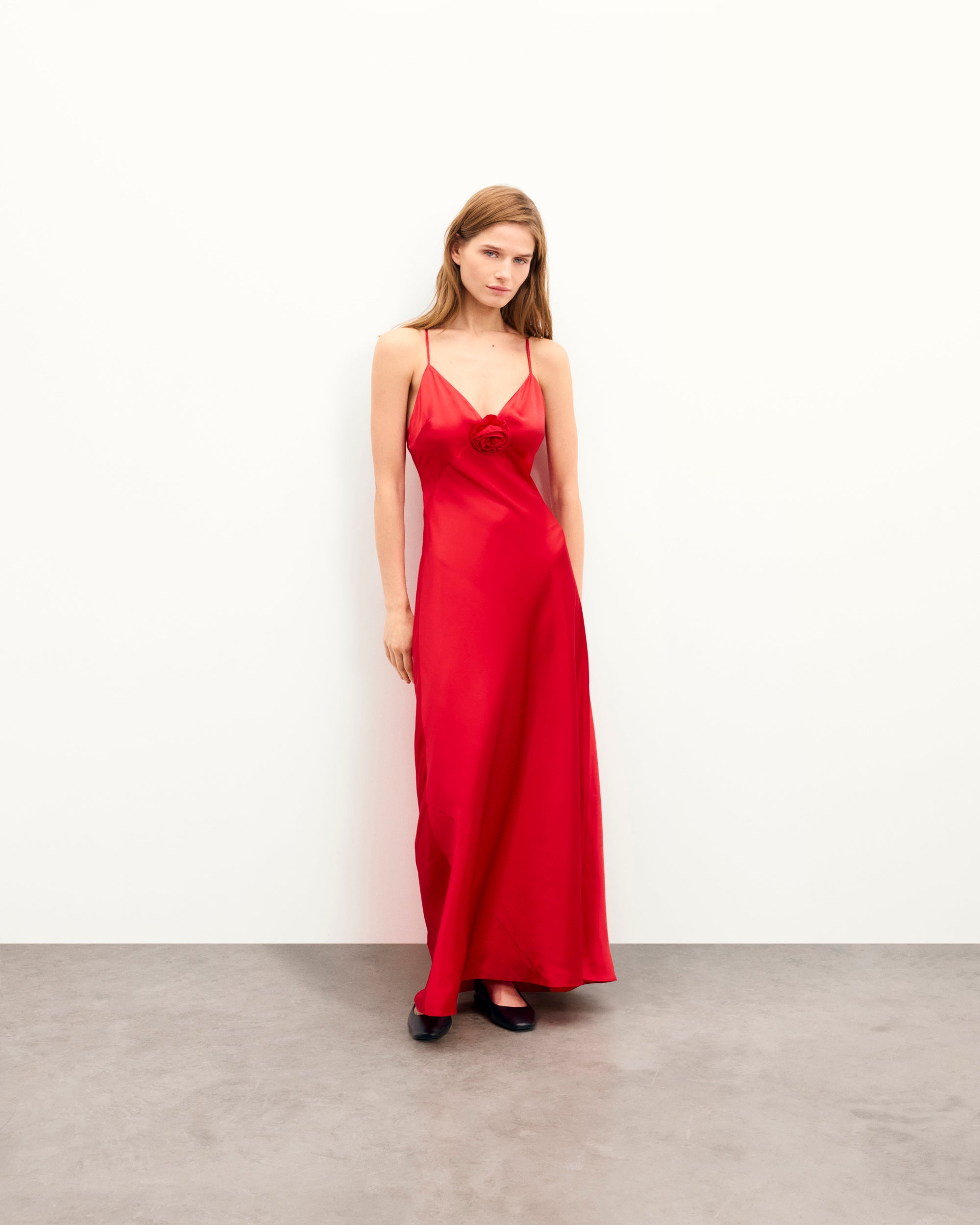 RED / NEW / QTY : 76 / Robe Longue Bretelles Valentina - Red