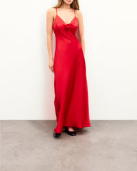 Robe longue à bretelles Valentina en soie - Red