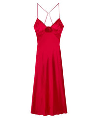 Robe longue à bretelles Valentina en soie - Red