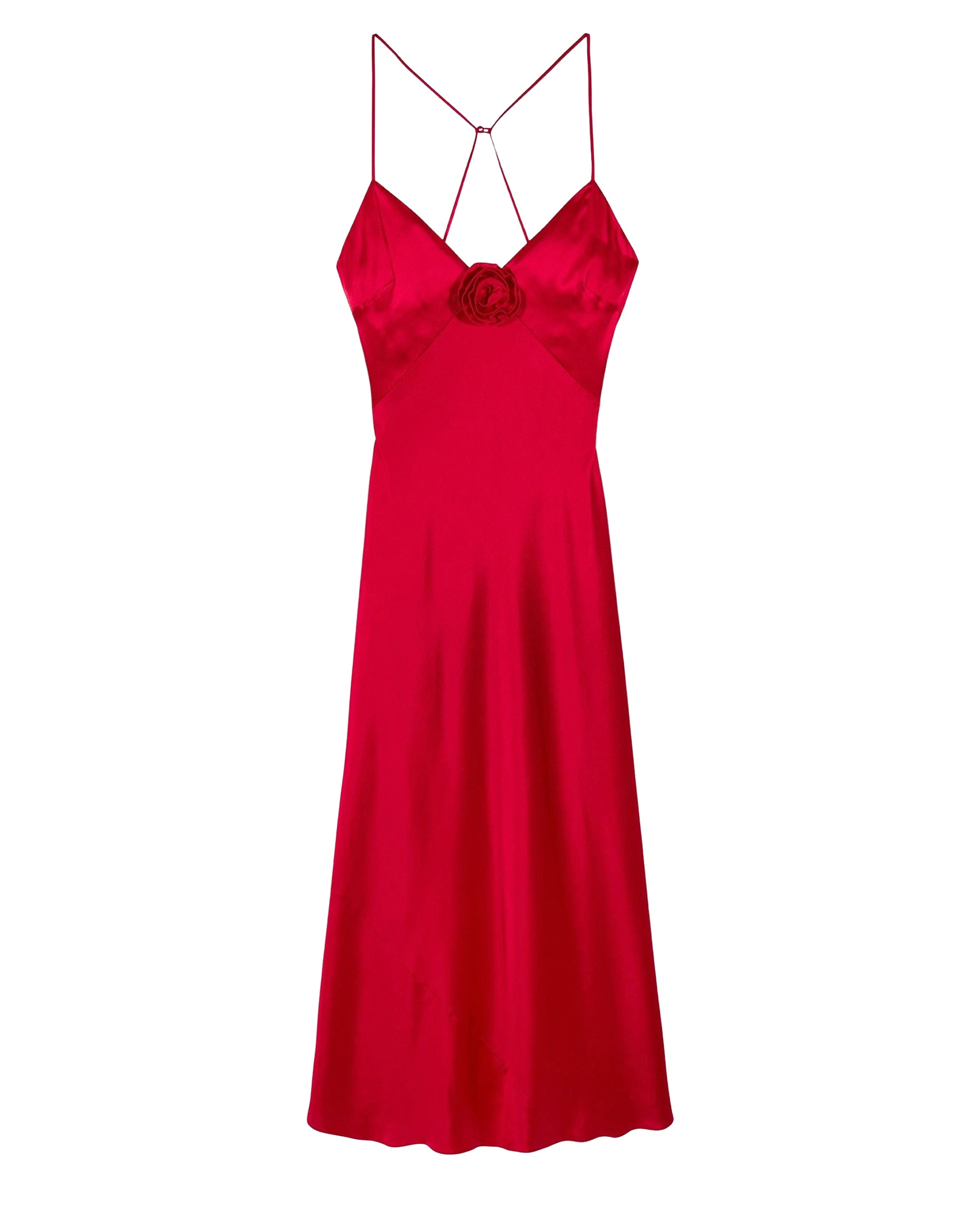 Robe longue à bretelles Valentina en soie - Red