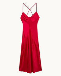 Robe longue à bretelles Valentina en soie - Red
