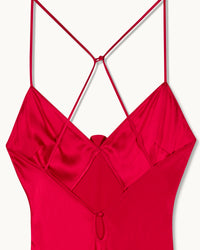 RED / NEW / QTY : 76 / Robe Longue Bretelles Valentina - Red