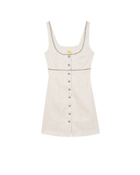 Robe courte à bretelles Salomé en lin - Ecru