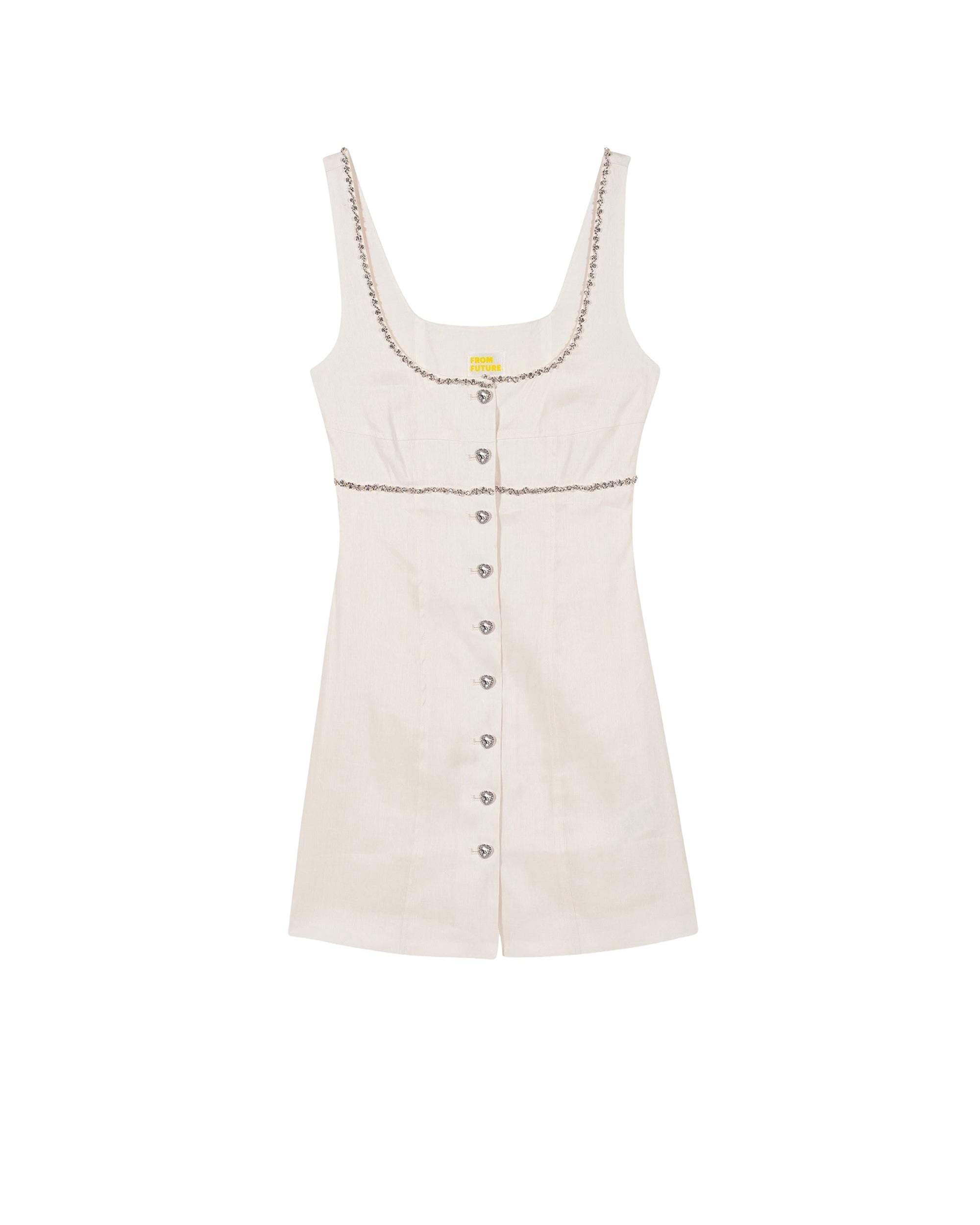 Robe courte à bretelles Salomé en lin - Ecru