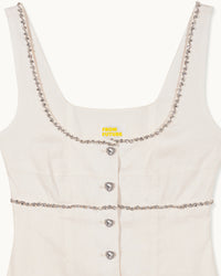 Robe courte à bretelles Salomé en lin - Ecru