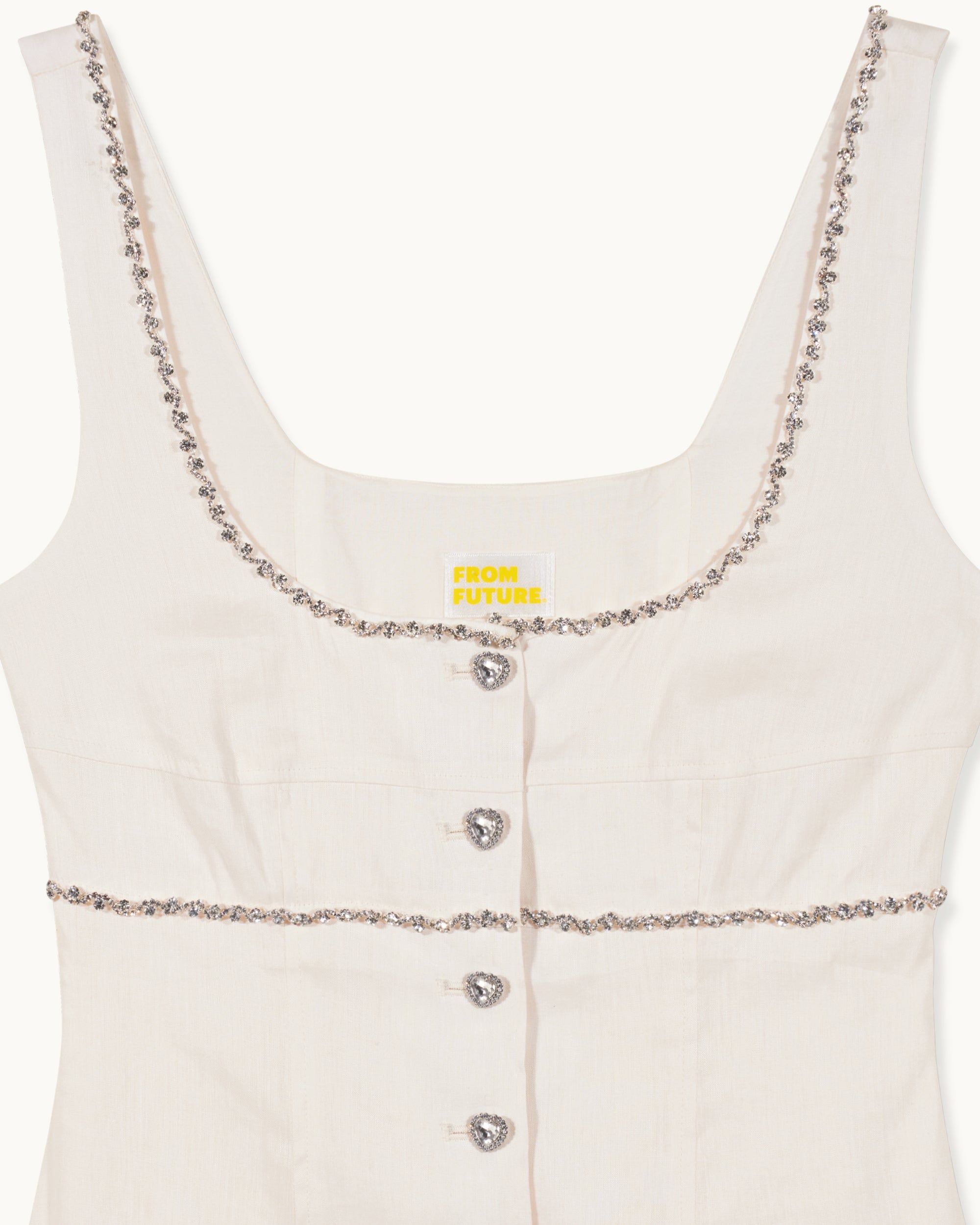 Robe courte à bretelles Salomé en lin - Ecru