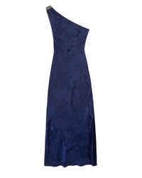 Rosa asymmetrical silk maxi dress - Navy Jacquard