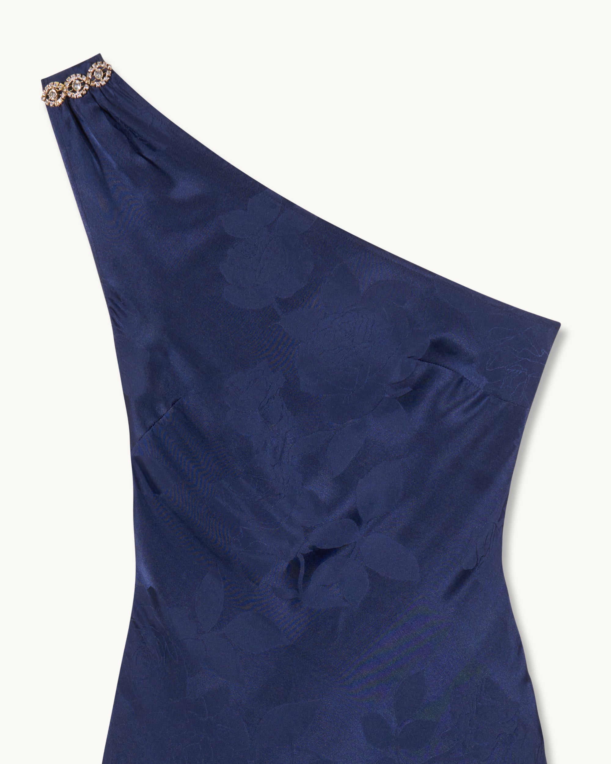 Rosa asymmetrical silk maxi dress - Navy Jacquard