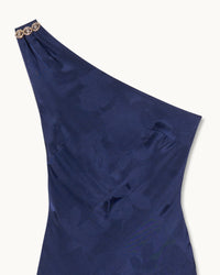 NAVY JACQUARD / NEW / QTY : 78 / Robe Longue Asymétrique Rosa - Navy Jacquard