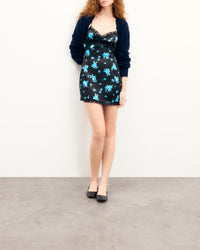 Chiara silk strapless short dress - Midnight Bouquet