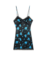 Chiara silk strapless short dress - Midnight Bouquet