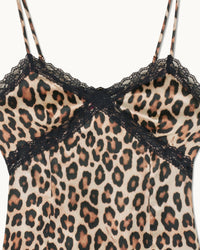 Robe courte à bretelles Chiara en soie - Leopard