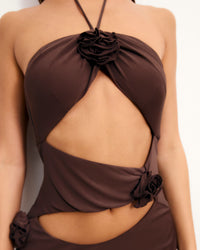 CHOCOLAT / NEW / QTY : 1 / Robe Longue Bretelles Robbin - Chocolat