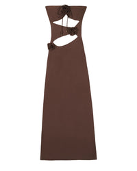 Robe longue à bretelles Robbin - Chocolat